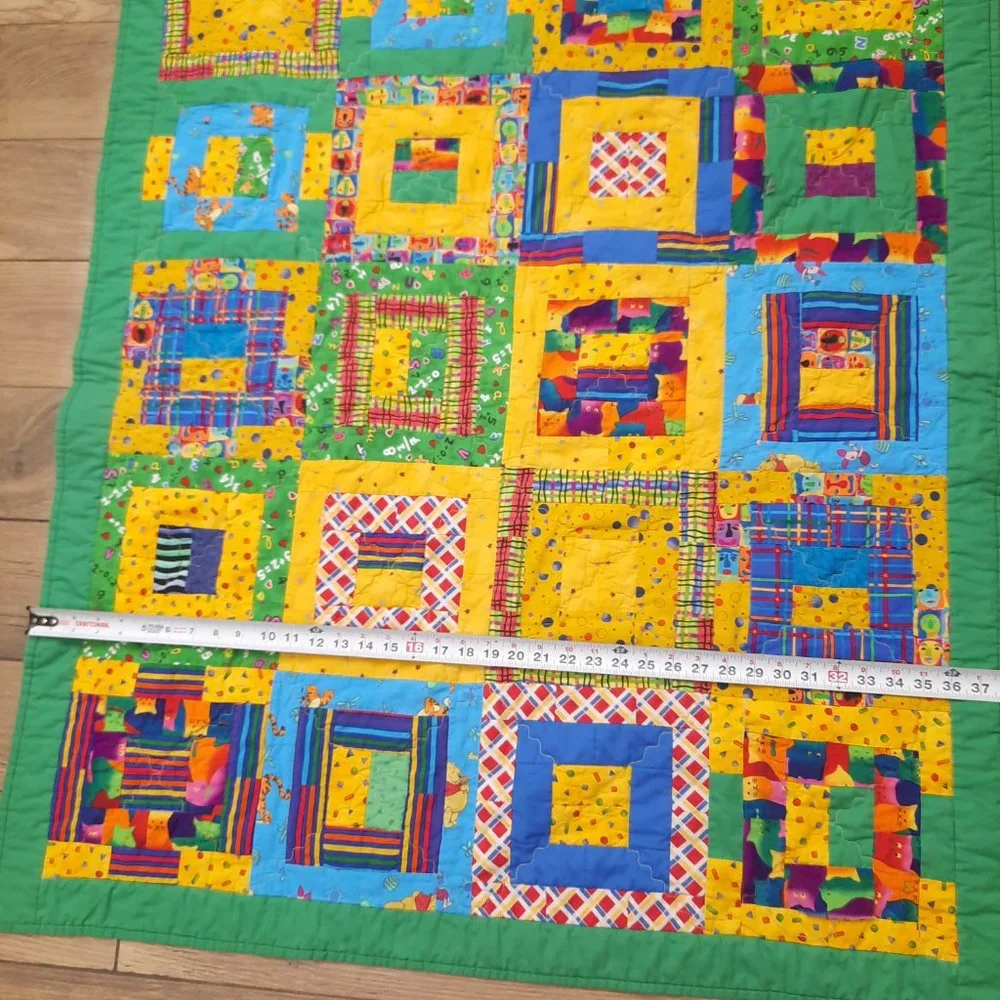 Vintage‎ Patchwork Kids baby Quilt Retro Handmade Nursery Bedding Primary colors